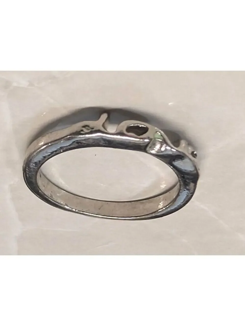 Silver Tone Love Script Band Ring Size 3.5 Classic Minimalist Boho Pinkie Midi